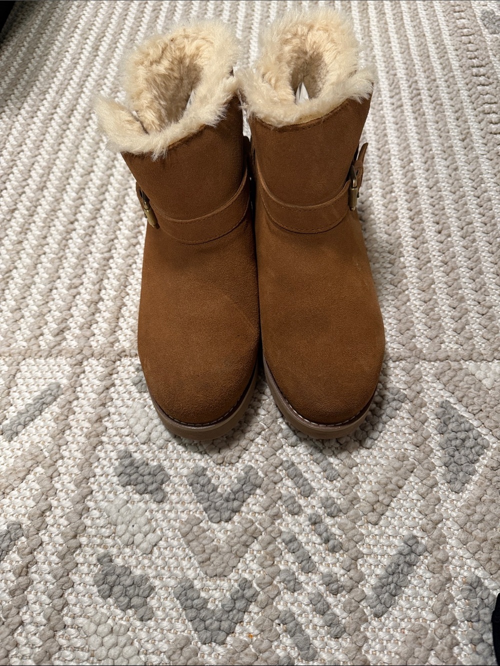 Style & Co. Faux Fur Trim Ankle Boots - Brown - Picture 1 of 3
